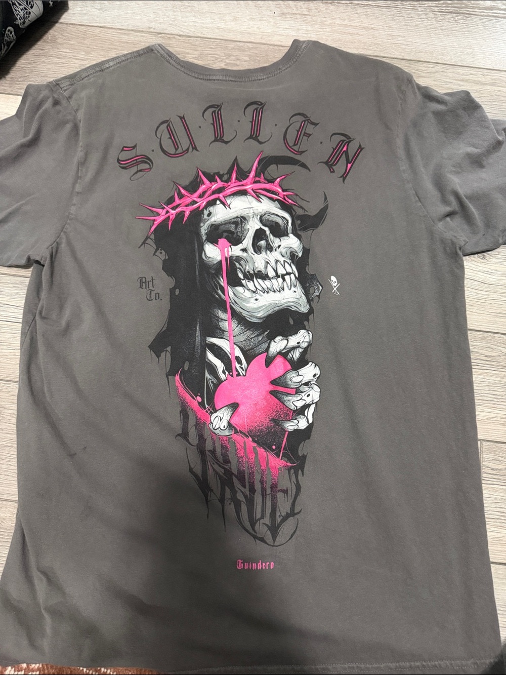 Sullen Short-Sleeve Graphic Tee in Charcoal with Pink Accents - Picture 1 of 4